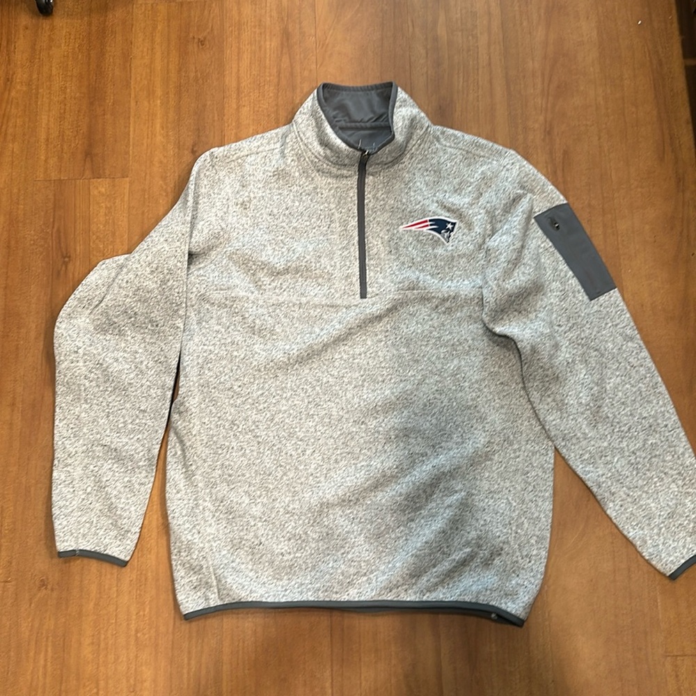 Patriots Fleece Pullover, Heather Gray, Size Large
